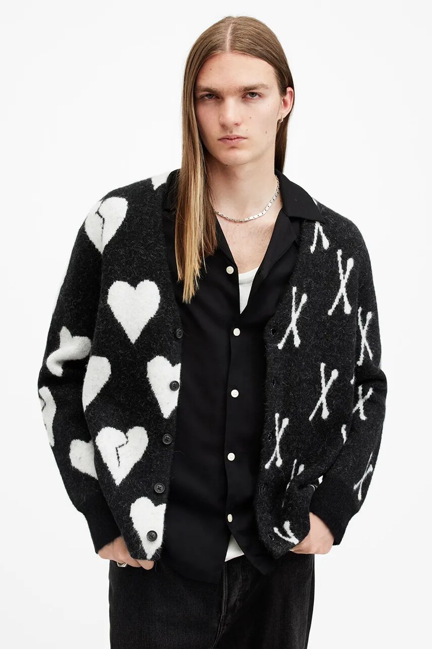 AllSaints cardigan din lana BONEBREAK culoarea negru, M059KB