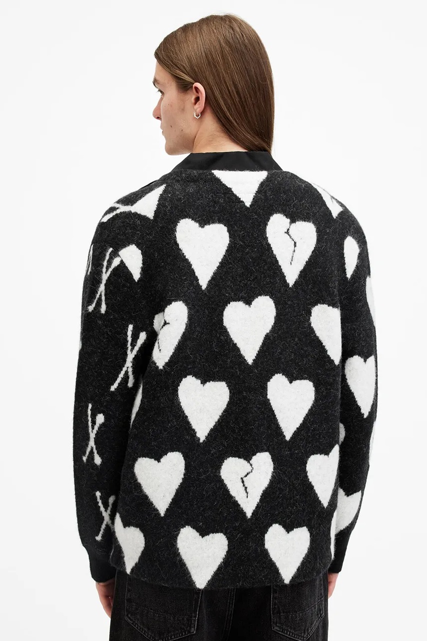 Вовняний кардиган AllSaints BONEBREAK колір чорний M059KB 