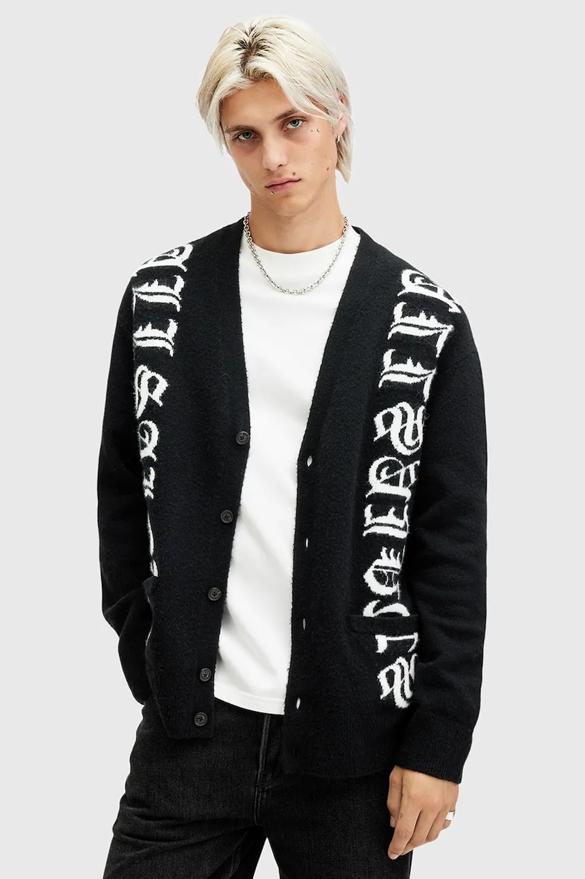 AllSaints cardigan din amestec de lana SCRIPTURE culoarea negru, M065KB AllSaints cardigan din amestec de lana SCRIPTURE culoarea negru, M065KB