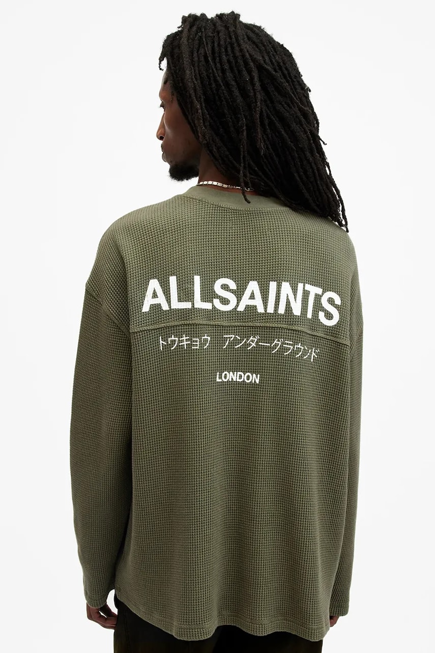 Хлопковый свитер AllSaints CRYPT цвет зелёный M067PB Хлопковый свитер AllSaints CRYPT цвет зелёный M067PB