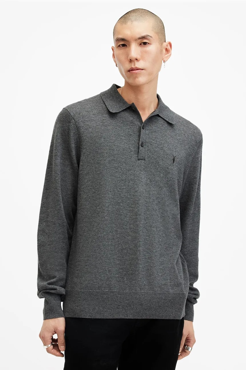 AllSaints pulover de lana KILBURN barbati, culoarea gri, light, M091KB AllSaints pulover de lana KILBURN barbati, culoarea gri, light, M091KB
