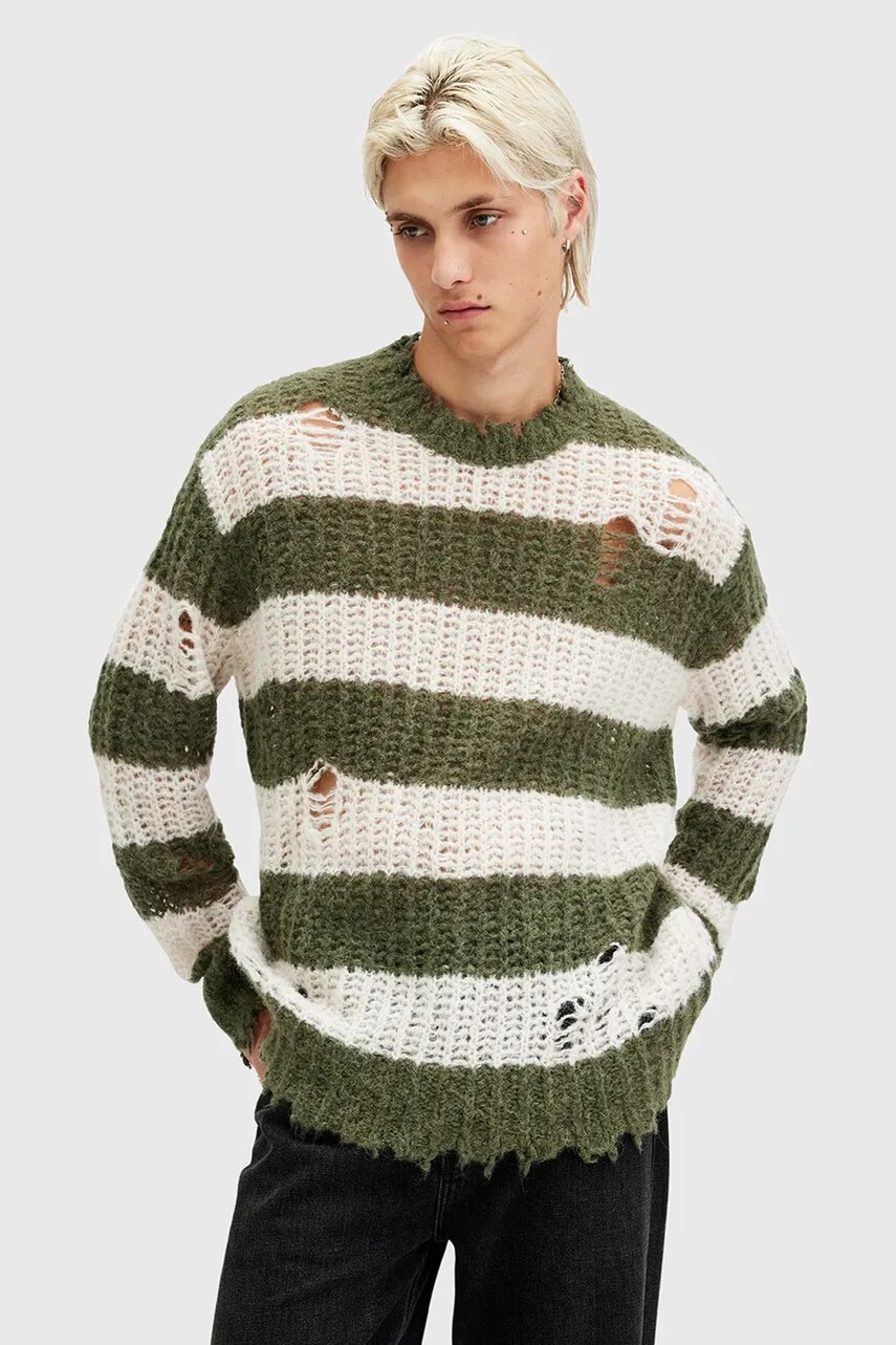 Levně Vlněný svetr AllSaints SID pánský, více barev, hřejivý, s pologolfem, M098KB
