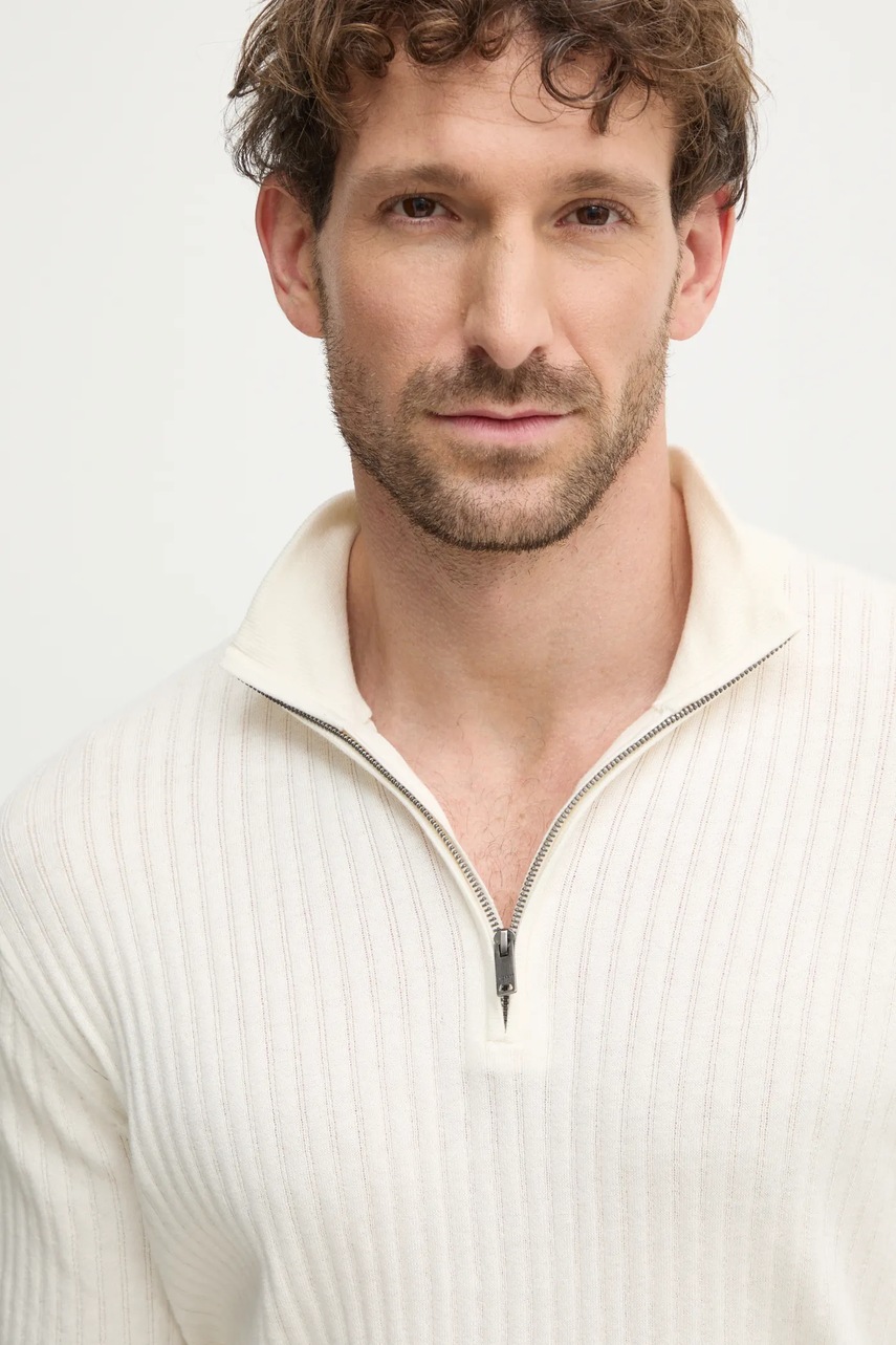 Πουλόβερ Hackett London χρώμα: μπεζ, HM703275 φωτογραφία