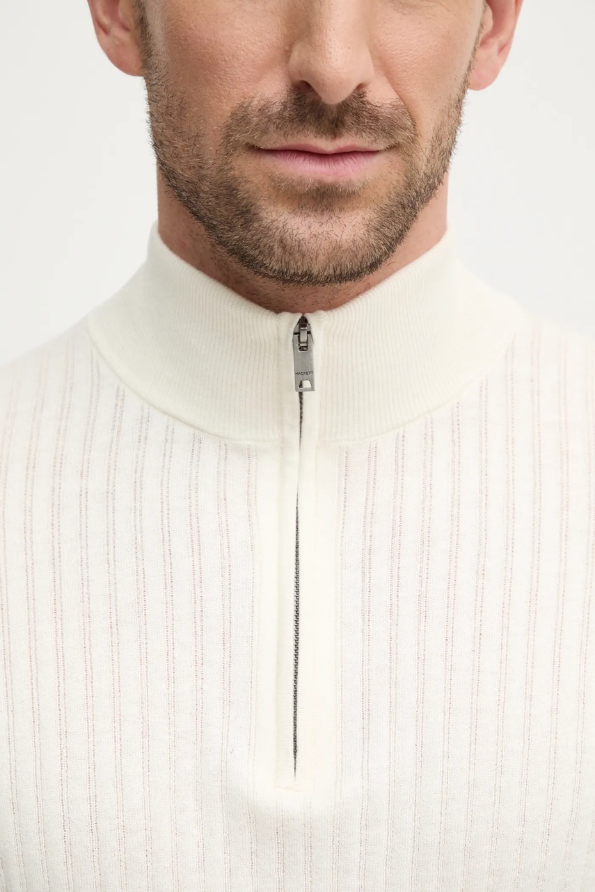 Πουλόβερ Hackett London χρώμα: μπεζ, HM703275 φωτογραφία