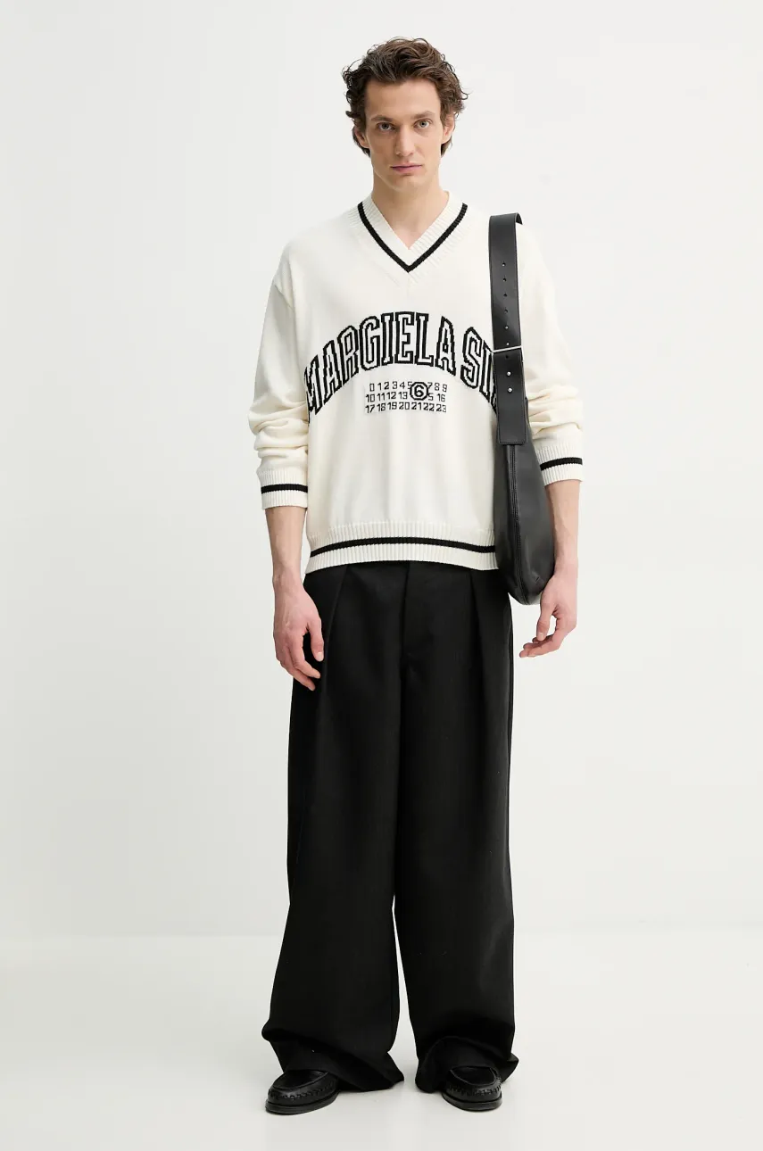 Свитер с примесью шерсти MM6 Maison Margiela мужской цвет бежевый SH0HN0002.M13085 Свитер с примесью шерсти MM6 Maison Margiela мужской цвет бежевый SH0HN0002.M13085