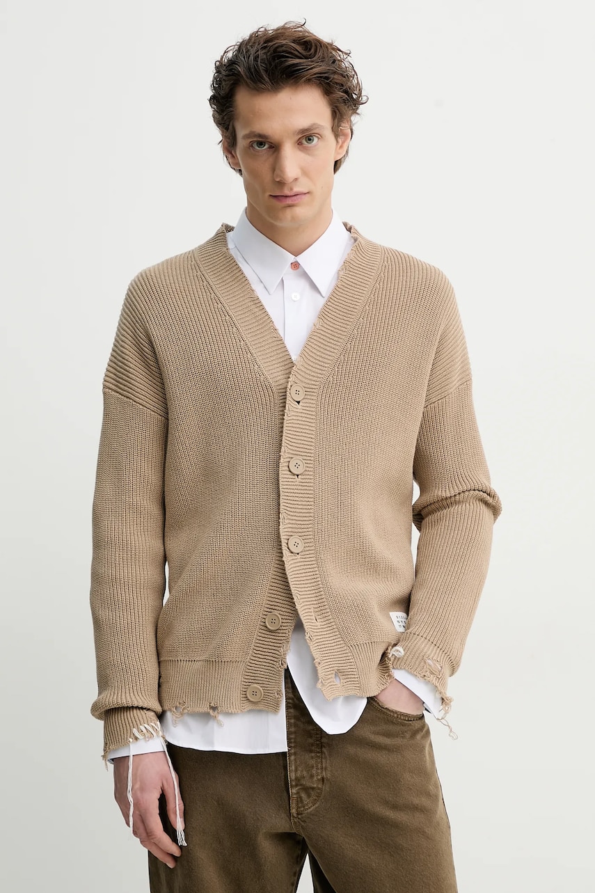 MM6 Maison Margiela cardigan din bumbac barbati, culoarea bej, SH0HP0008.M13089