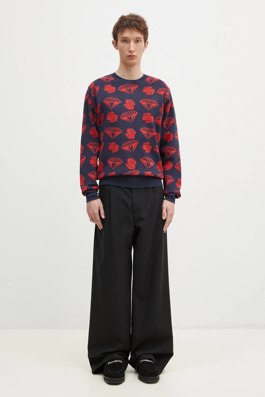 Πουλόβερ με προσθήκη μαλλιού Billionaire Boys Club Diamonds & Dollars Knitted Jumper ανδρικό, χρώμα: ναυτικό μπλε, B24223 φωτογραφία