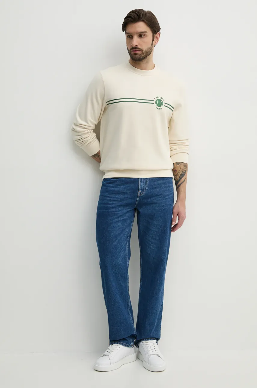Кофта Lacoste мужская цвет бежевый с принтом SH9691 Кофта Lacoste мужская цвет бежевый с принтом SH9691
