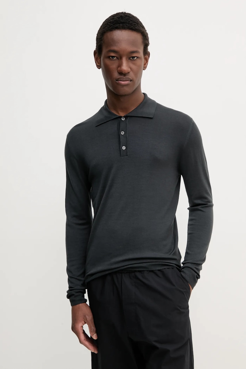 BARENA VENEZIA pulover de lana Camicia Mola barbati, culoarea negru, light, KNU5114.429