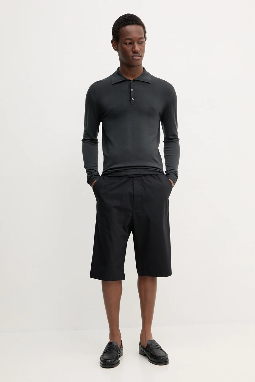 Шерстяной свитер BARENA VENEZIA Camicia Mola мужской цвет чёрный лёгкий KNU5114.429 Шерстяной свитер BARENA VENEZIA Camicia Mola мужской цвет чёрный лёгкий KNU5114.429