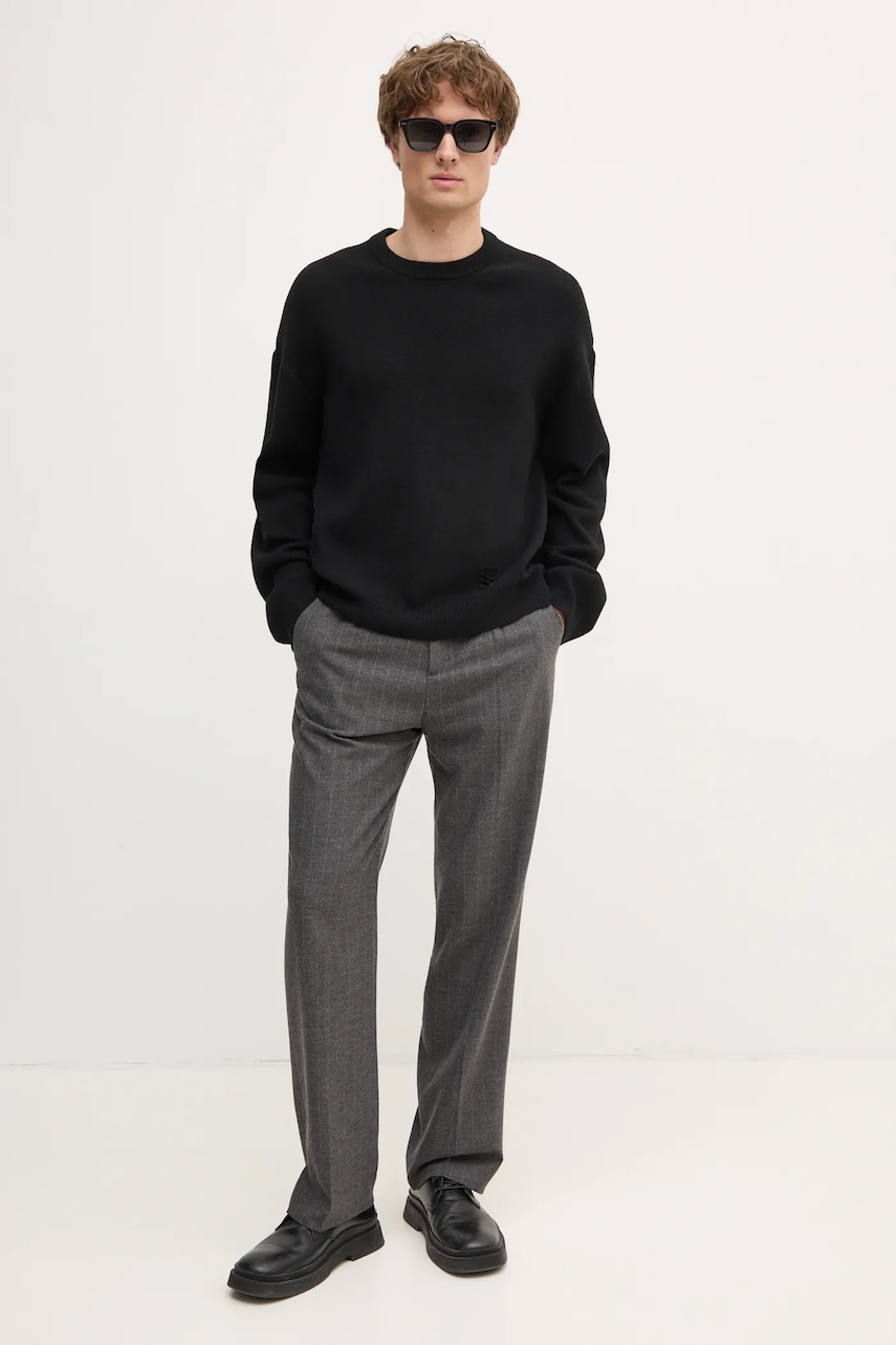 Шерстяной свитер ZADIG&VOLTAIRE мужской цвет чёрный тёплый KMSW00711 Шерстяной свитер ZADIG&VOLTAIRE мужской цвет чёрный тёплый KMSW00711