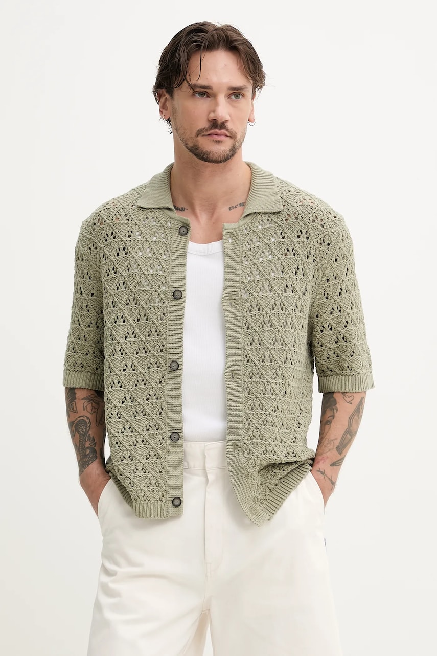 HUGO cardigan barbati, culoarea verde, 50536666