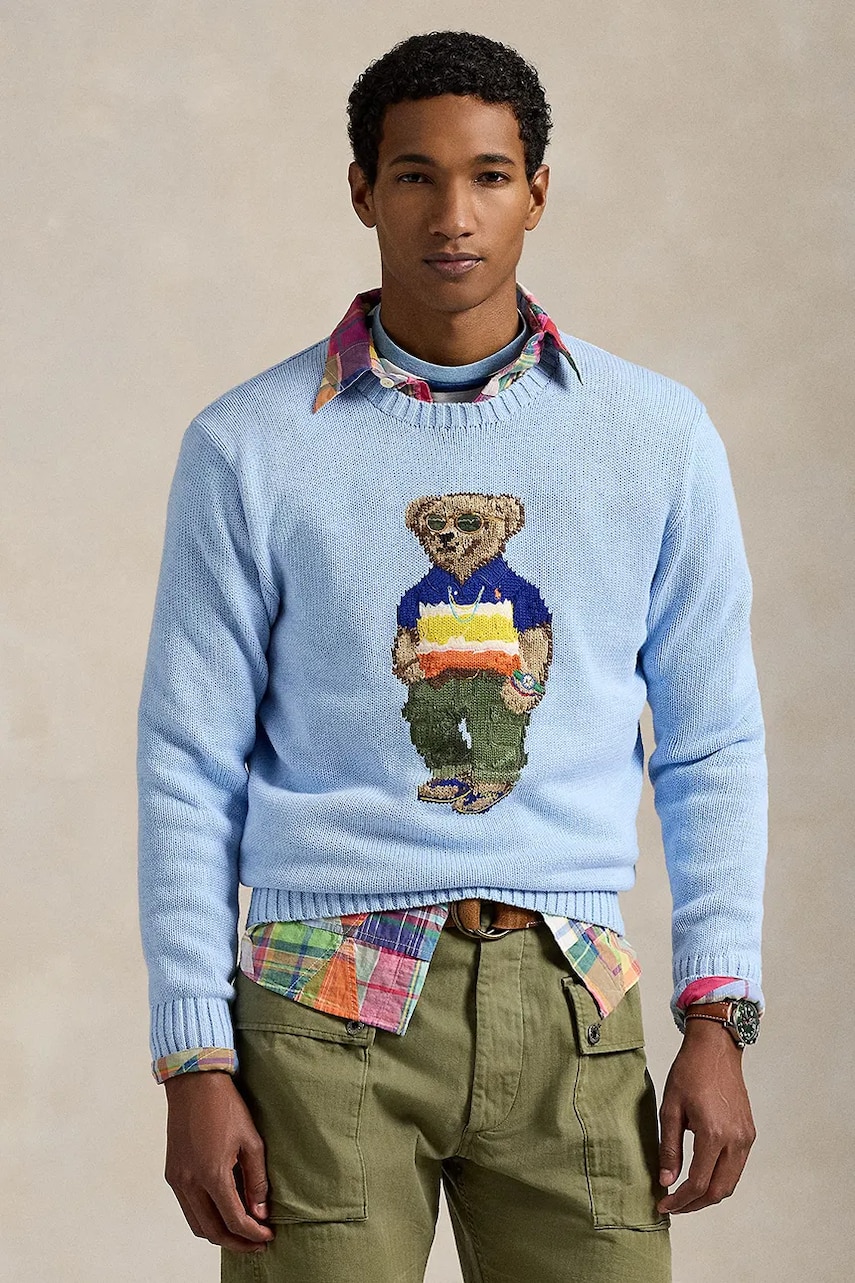 Levně Bavlněný svetr Polo Ralph Lauren pánský, modrá barva, 710964799