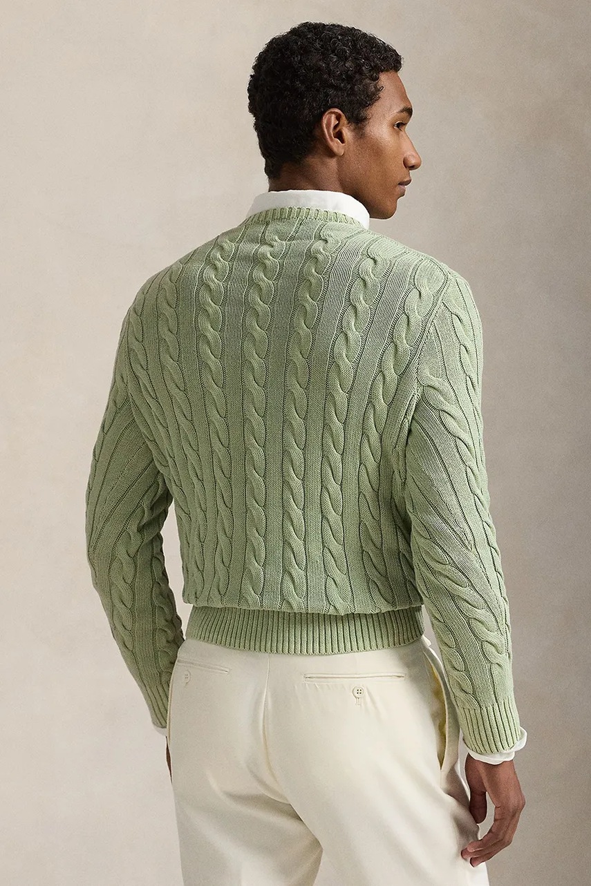 Хлопковый свитер Polo Ralph Lauren Pullover мужской цвет зелёный  710965867