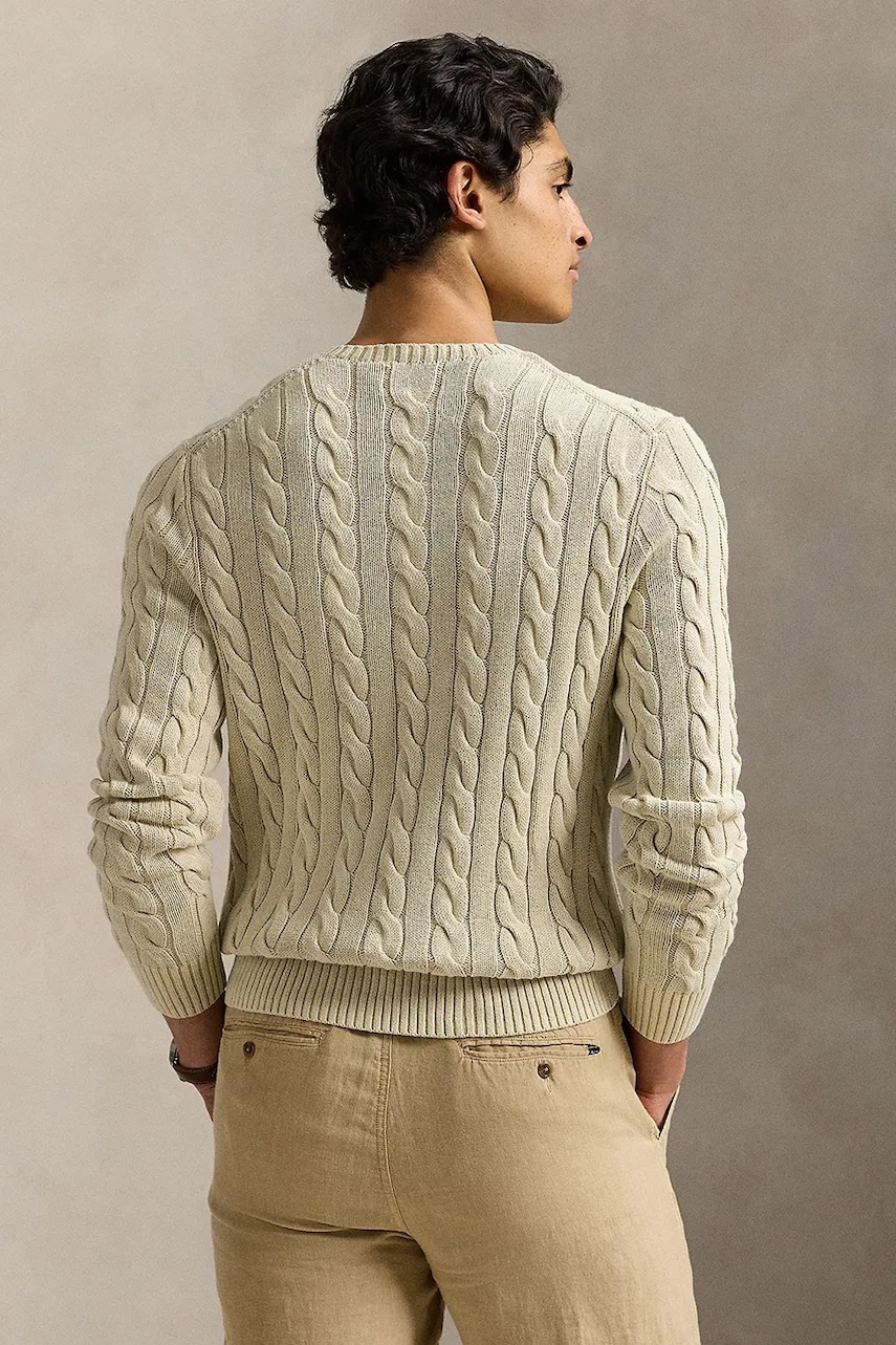 Хлопковый свитер Polo Ralph Lauren Pullover мужской цвет бежевый 710965867 Хлопковый свитер Polo Ralph Lauren Pullover мужской цвет бежевый 710965867