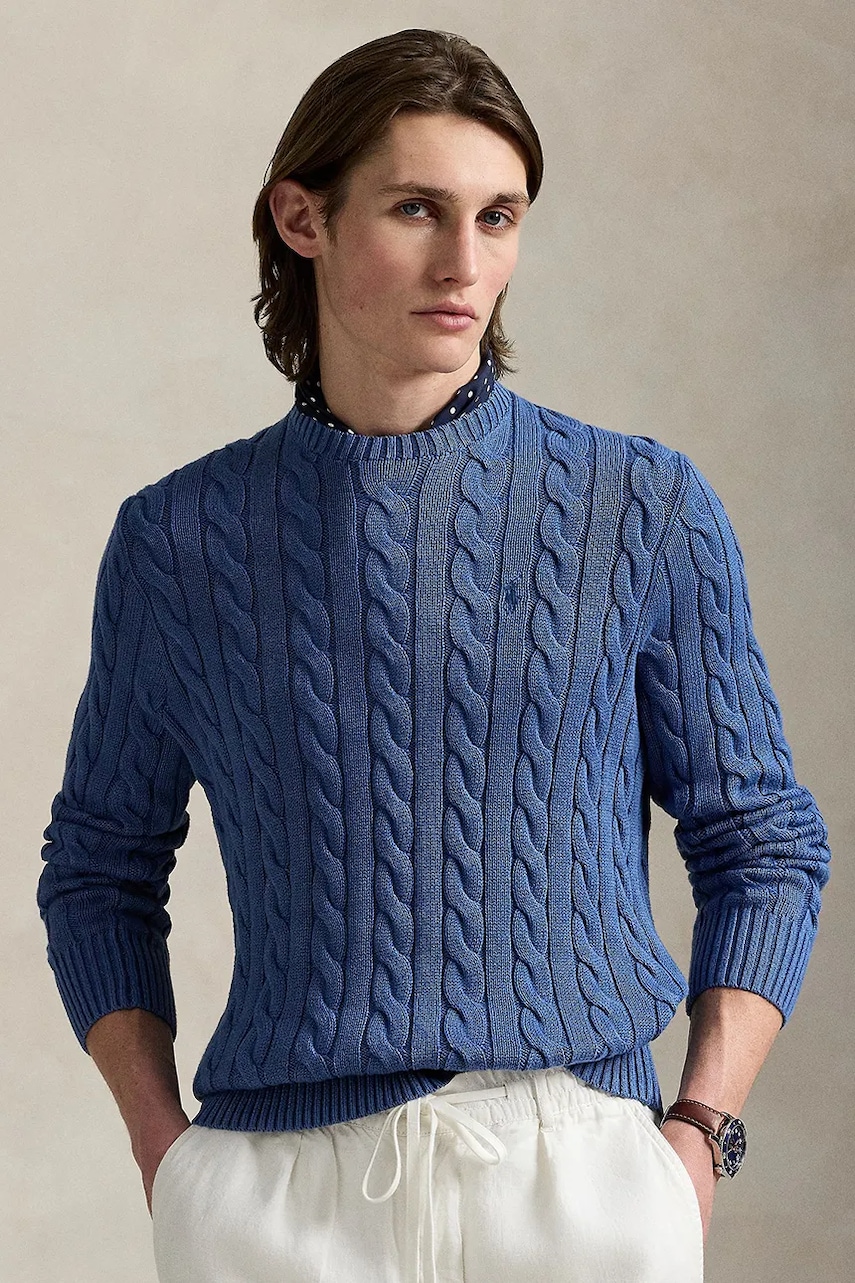 Levně Bavlněný svetr Polo Ralph Lauren Pullover pánský, tmavomodrá barva, 710972300