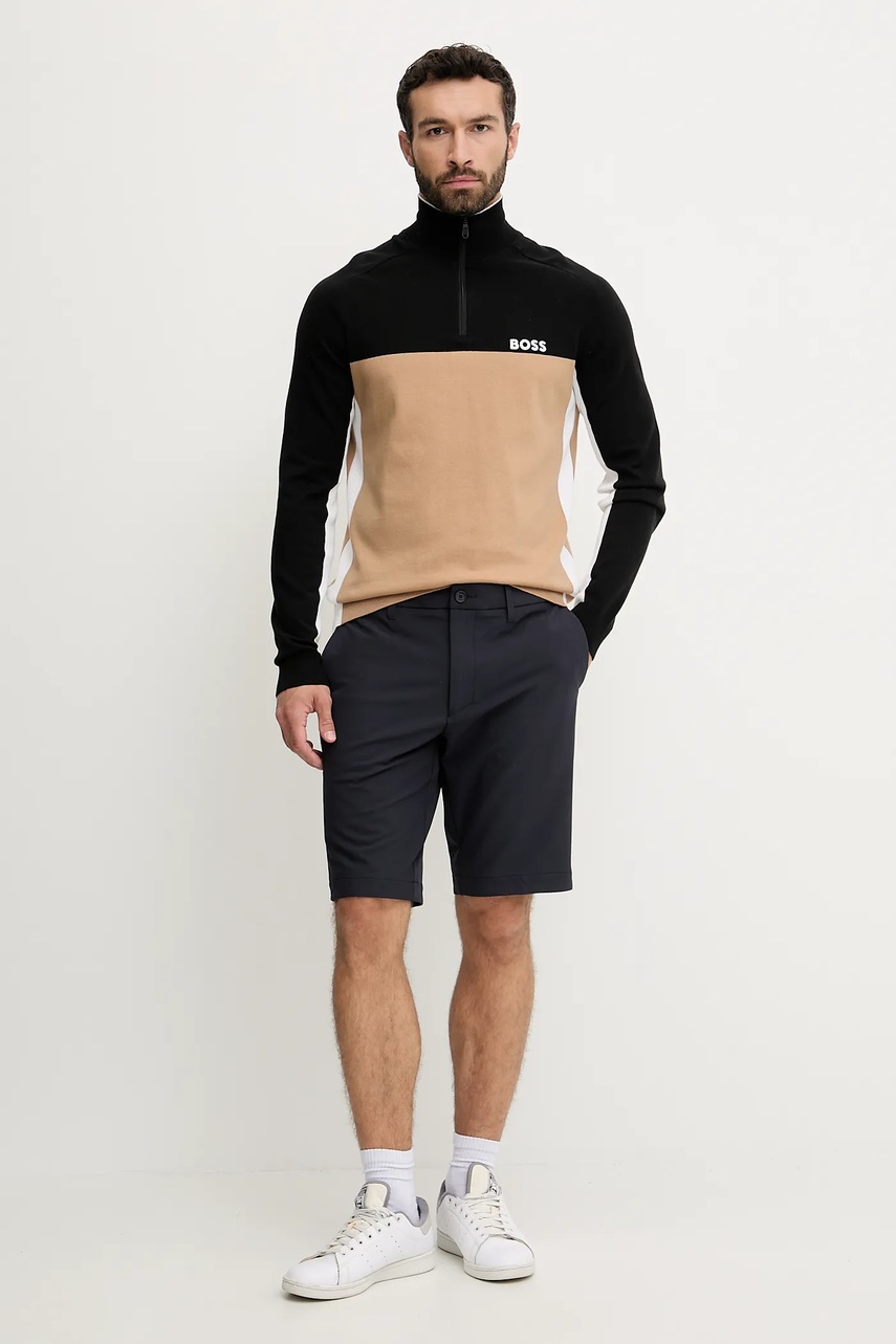 Свитер BOSS Green цвет коричневый лёгкое с полугольфом 50528740