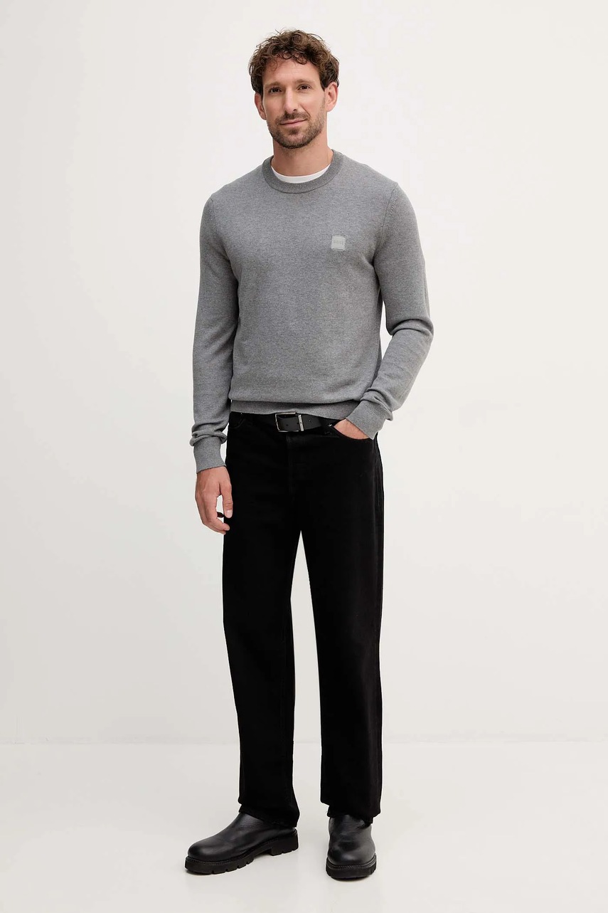 Свитер с примесью шерсти BOSS Orange цвет синий лёгкий 50527583