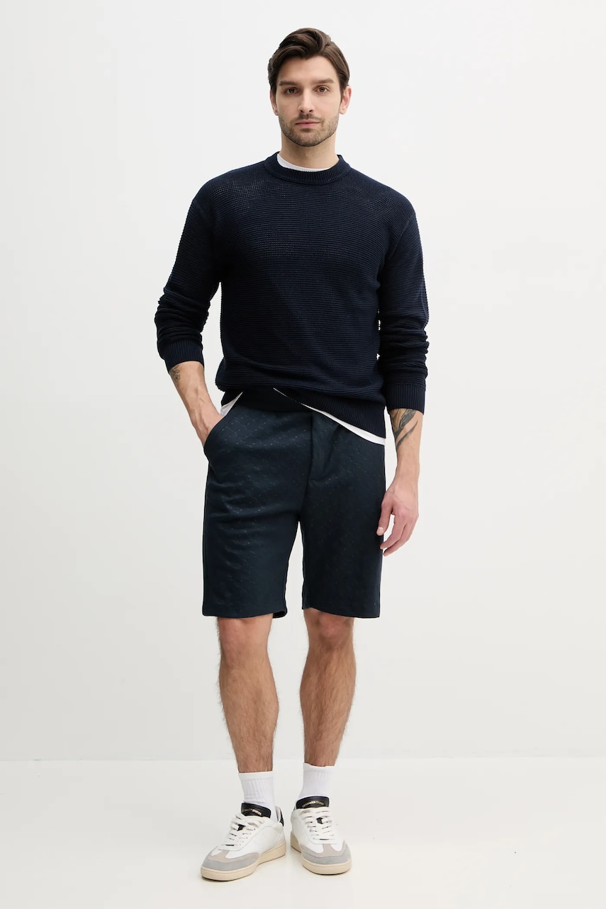 Хлопковый свитер BOSS Orange мужской цвет синий лёгкий 50538290 Хлопковый свитер BOSS Orange мужской цвет синий лёгкий 50538290