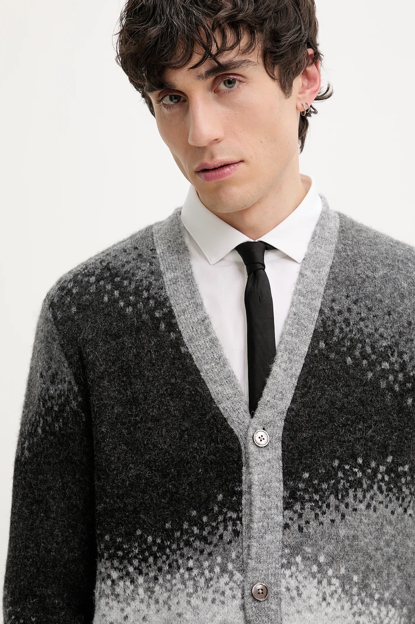 Ζακέτα από μίγμα μαλλιού Desigual MANCHESTER χρώμα: γκρι, 25SMJF12 φωτογραφία