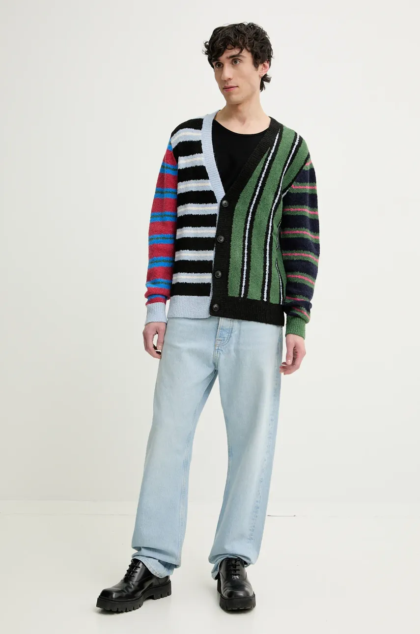 Кардиган с примесью шерсти Desigual MIDSTRIPES мужской цвет чёрный 25SMJK02 Кардиган с примесью шерсти Desigual MIDSTRIPES мужской цвет чёрный 25SMJK02
