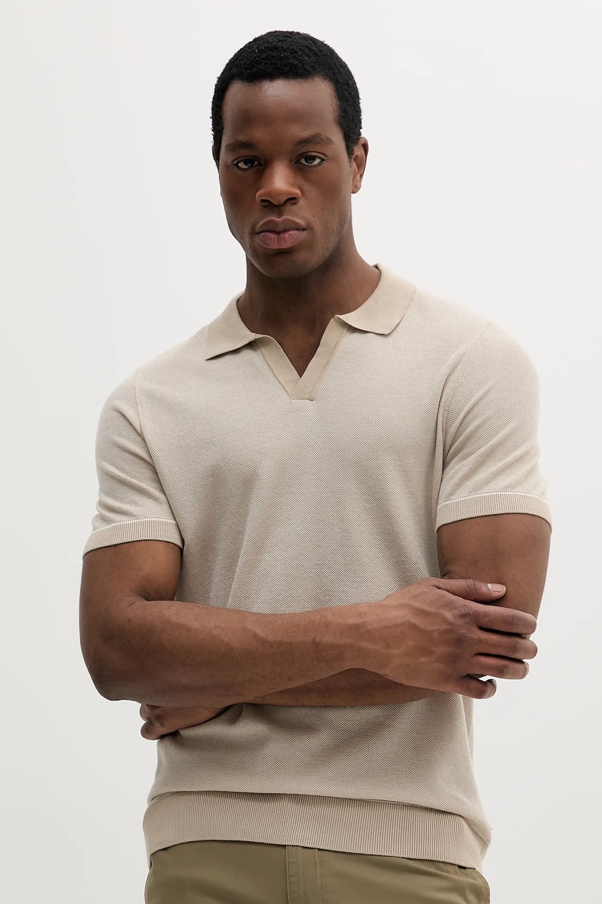 BOSS tricou polo bărbați, culoarea alb, uni, 50537654