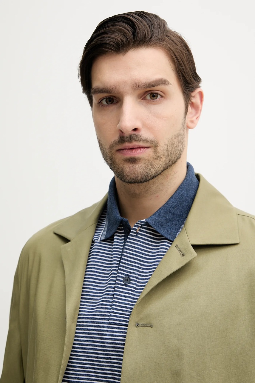 Σακάκι με λινό μείγμα Calvin Klein χρώμα: πράσινο, K10K114392 φωτογραφία