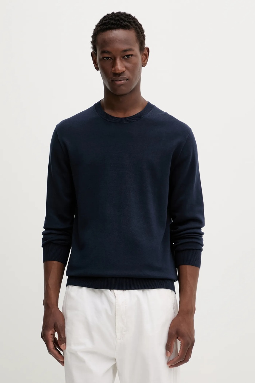 

Памучен пуловер Calvin Klein мъжки в бяло от лека материя LV040BM343, Тъмносин