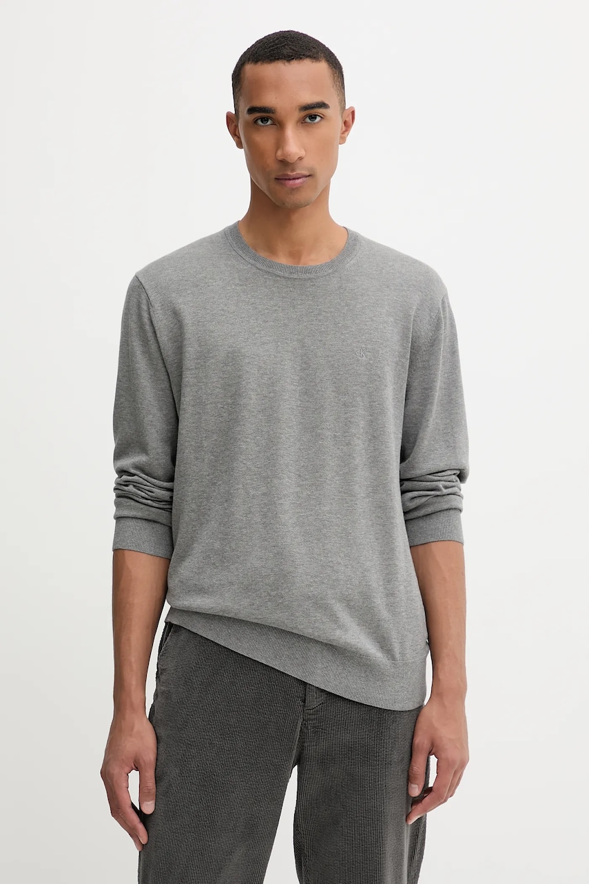 

Памучен пуловер Calvin Klein мъжки в бяло от лека материя LV040BM343, Сив