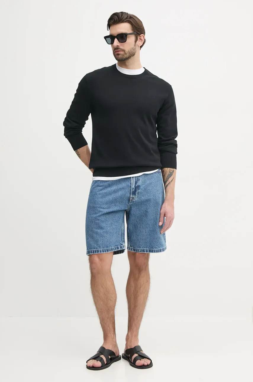 Хлопковый свитер Calvin Klein мужской цвет чёрный лёгкий LV040BM343 Хлопковый свитер Calvin Klein мужской цвет чёрный лёгкий LV040BM343
