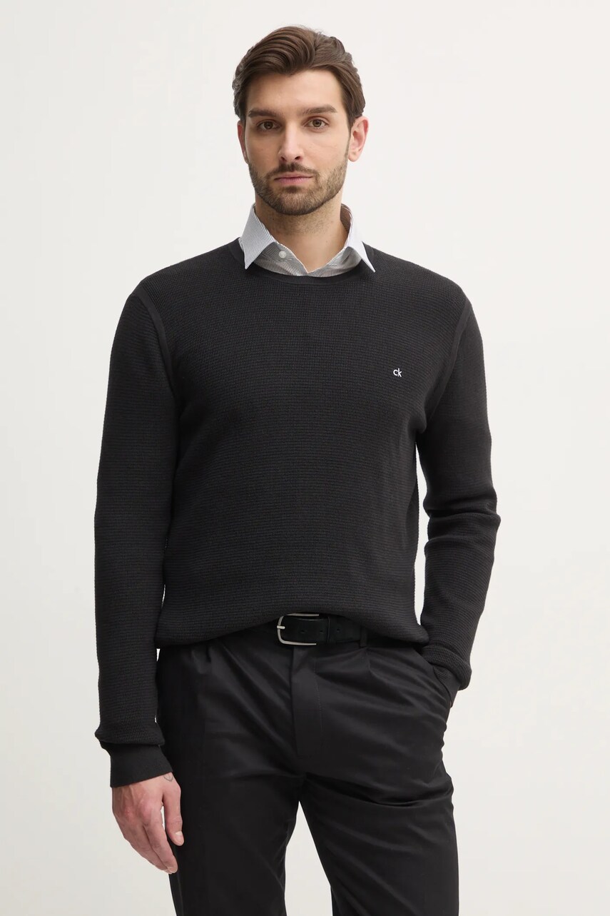 Levně Svetr Calvin Klein pánský, černá barva, lehký, K10K114080