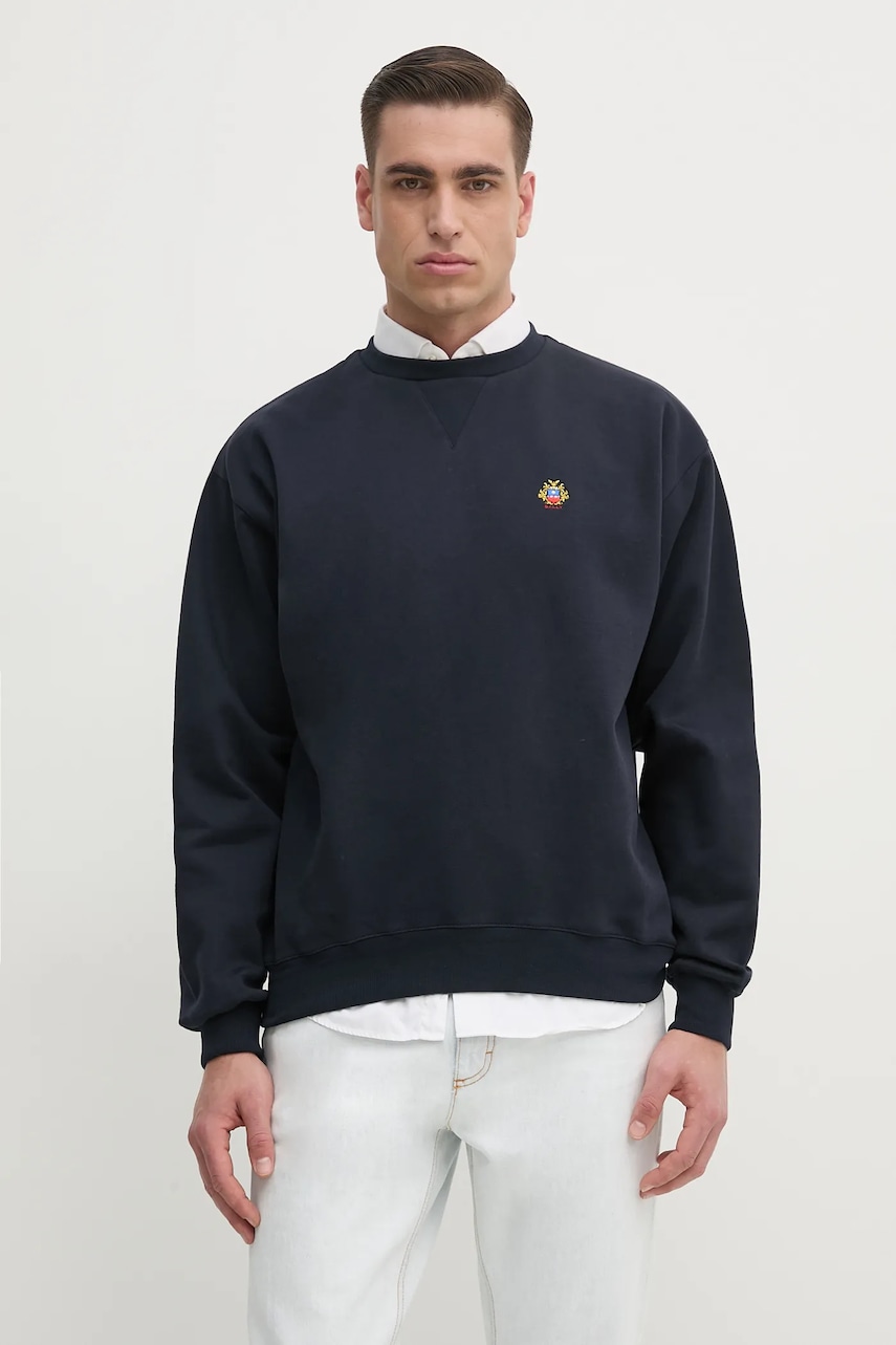 Bally bluză bărbați, culoarea albastru marin, uni, MJE073