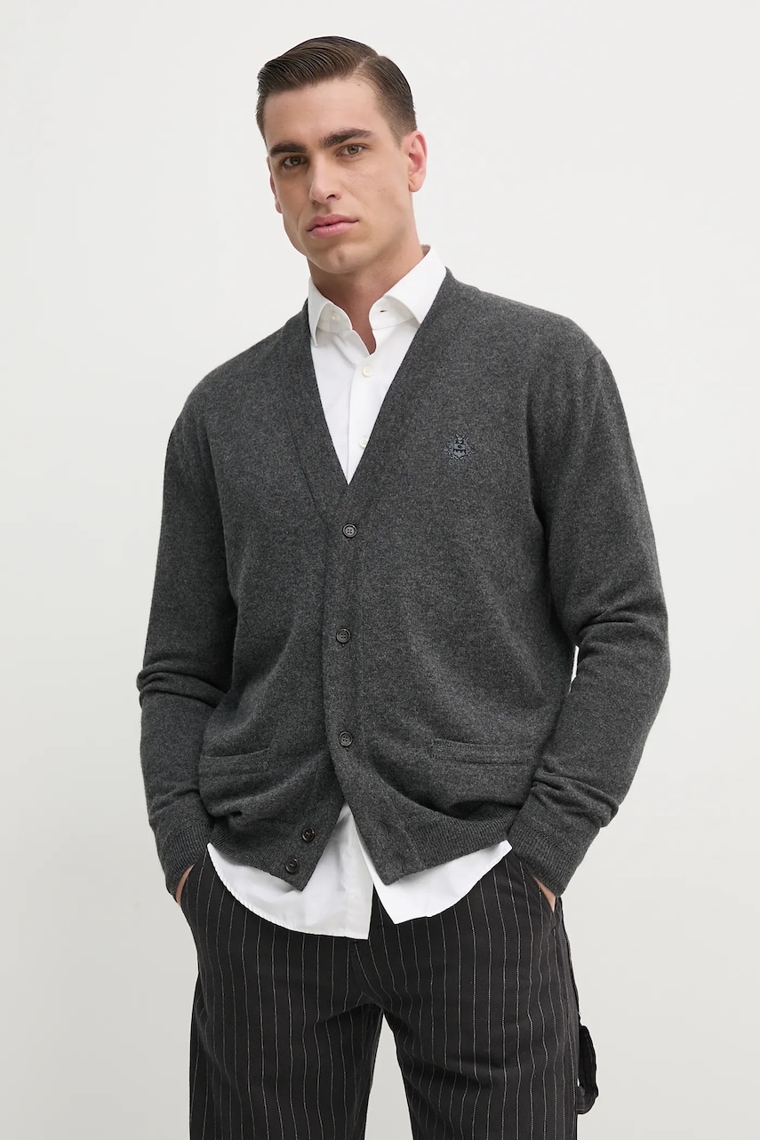 Bally cardigan din cașmir bărbați, culoarea gri, MKN04Q Bally cardigan din cașmir bărbați, culoarea gri, MKN04Q