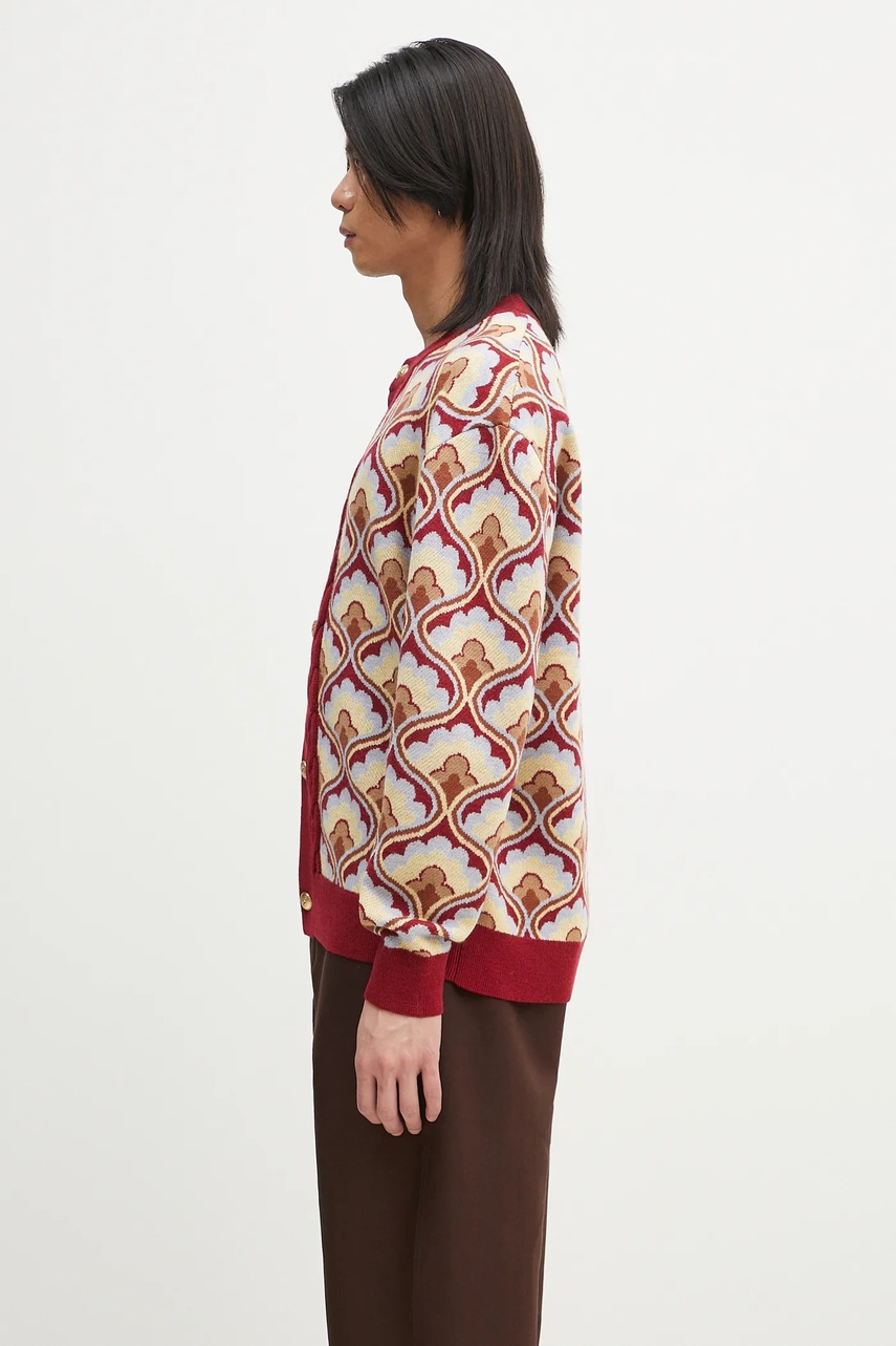 Шерстяной кардиган Drôle de Monsieur Le Cardigan Tapisserie мужской цвет бордовый G-CA134-WO021-RD