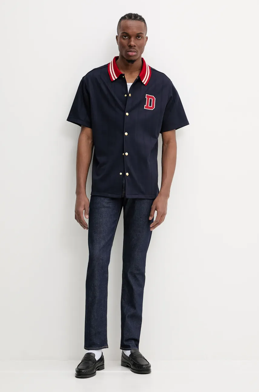 Рубашка Drôle de Monsieur La Chemise Drule Sport мужская цвет синий relaxed G-SH221-PL160-NY Рубашка Drôle de Monsieur La Chemise Drule Sport мужская цвет синий relaxed G-SH221-PL160-NY