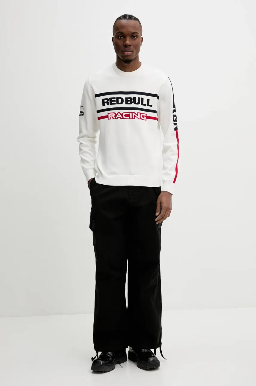 Хлопковый свитер Red Bull Racing x Pepe Jeans KNITTED MOTO CREW мужской цвет бежевый RM700011 Хлопковый свитер Red Bull Racing x Pepe Jeans KNITTED MOTO CREW мужской цвет бежевый RM700011