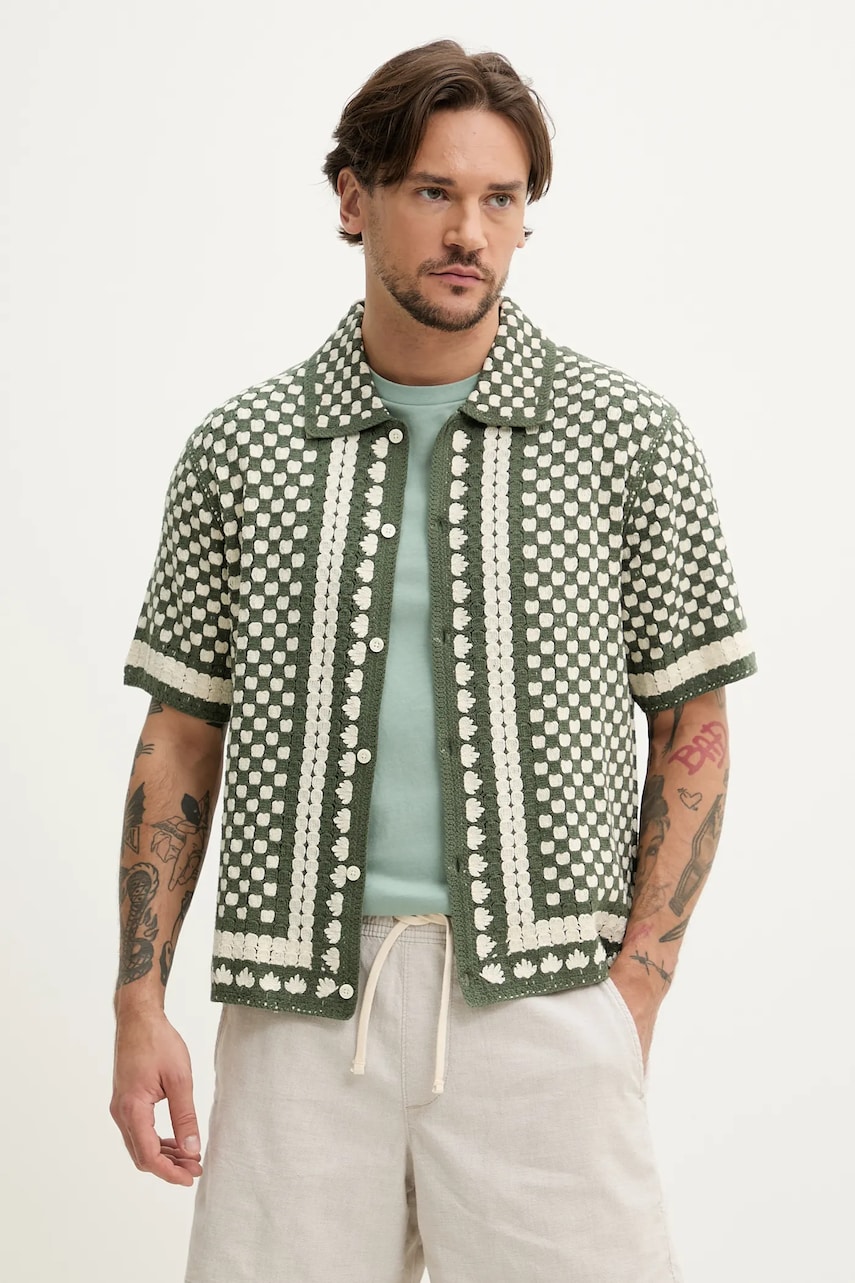 Abercrombie & Fitch camasa barbati, culoarea verde, cu guler clasic, regular, KI120-5025 Abercrombie & Fitch camasa barbati, culoarea verde, cu guler clasic, regular, KI120-5025