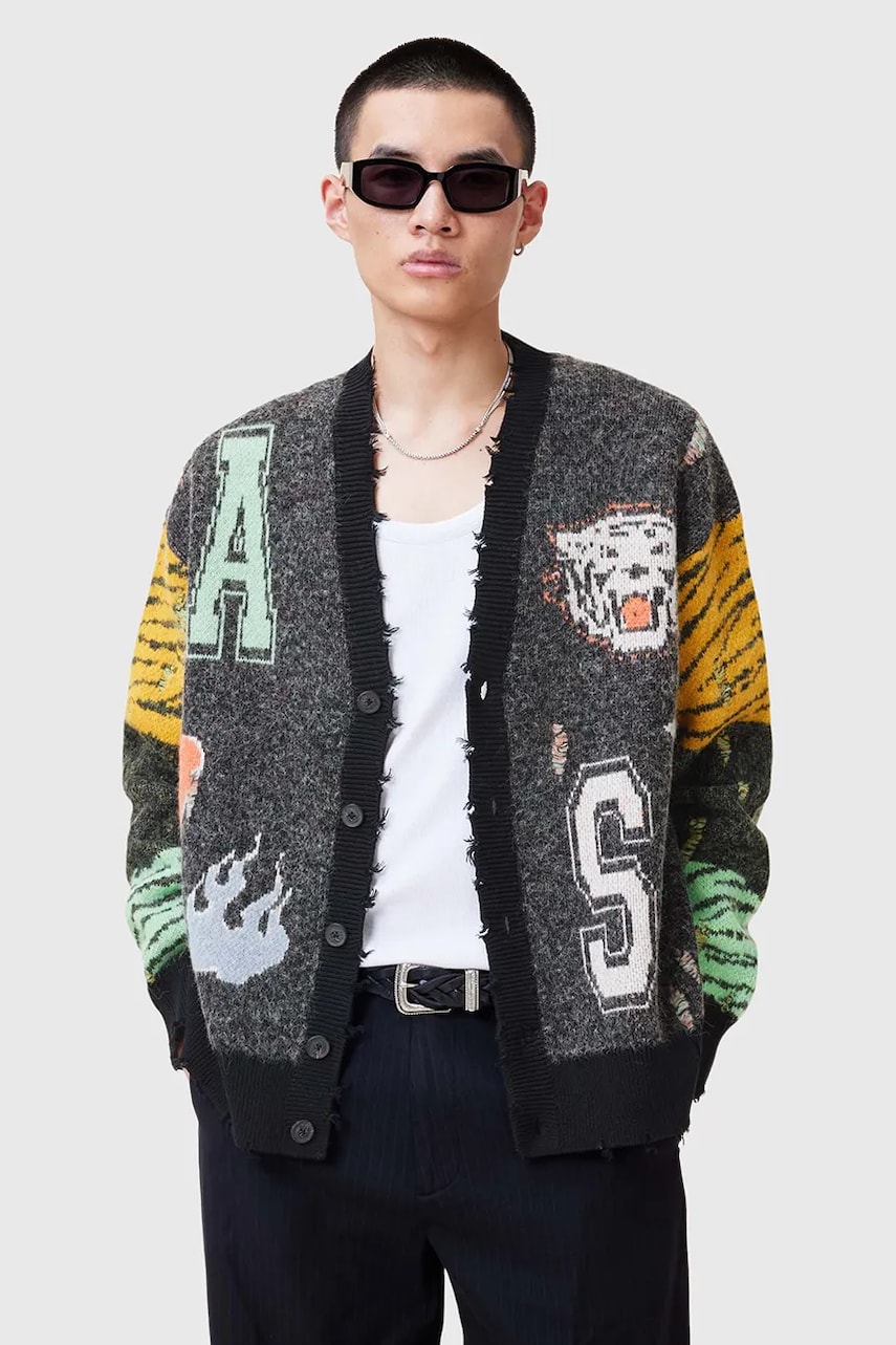 AllSaints cardigan din amestec de lana AKKI barbati, culoarea negru, M009KC AllSaints cardigan din amestec de lana AKKI barbati, culoarea negru, M009KC