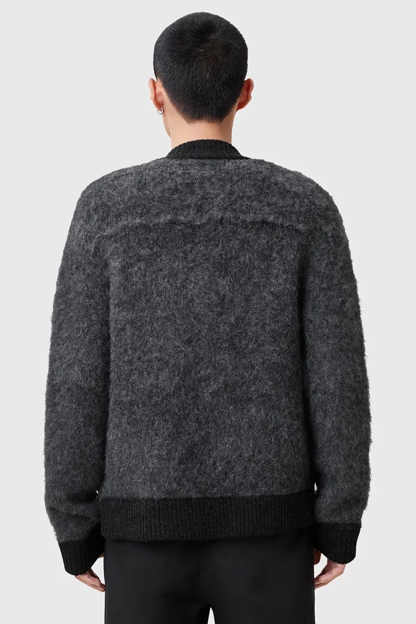 Вовняний кардиган AllSaints JACKSON чоловічий колір сірий M010KC 