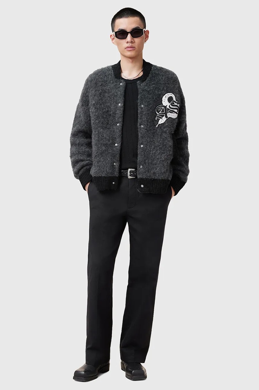 Вовняний кардиган AllSaints JACKSON чоловічий колір сірий M010KC 