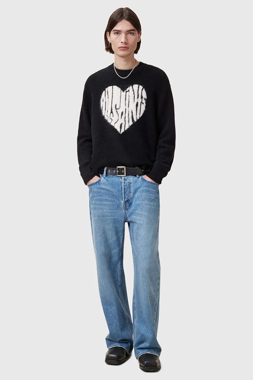 Вовняний светр AllSaints BUBBLE чоловічий колір чорний  M023KC 