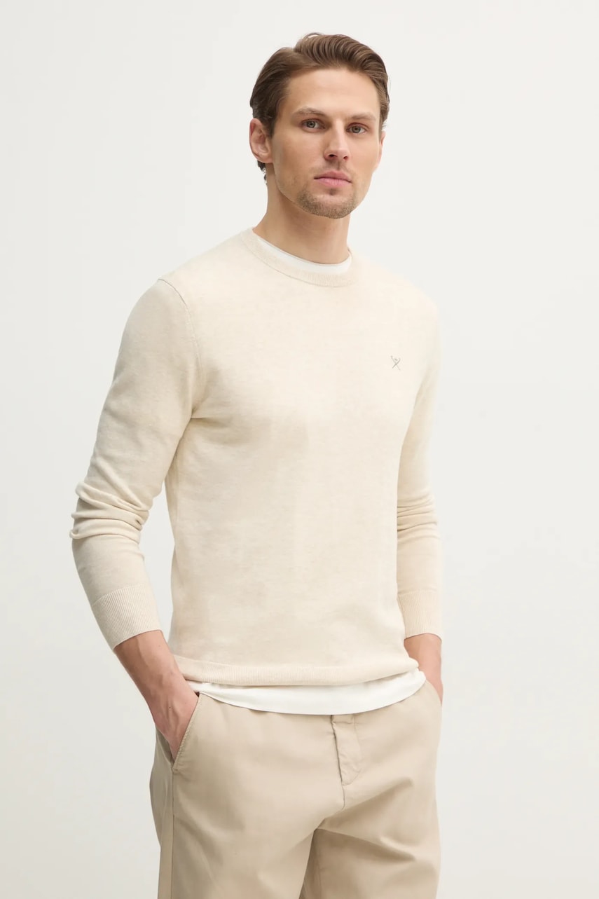 Hackett London pulover din amestec de mătase barbati, culoarea bej, light, HM703312 Hackett London pulover din amestec de mătase barbati, culoarea bej, light, HM703312