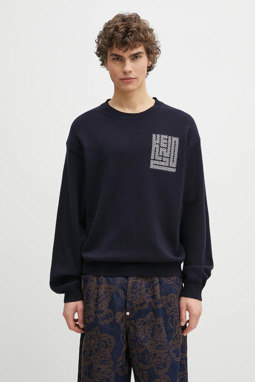 Levně Vlněný svetr Kenzo Kamon pánský, tmavomodrá barva, FF55PU7283BA.79