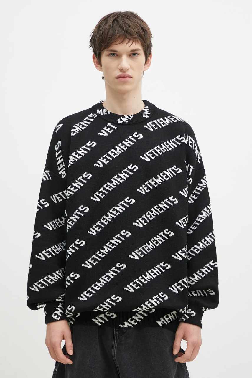 VETEMENTS pulover de lana Monogram culoarea negru, călduros, UA66KN150B