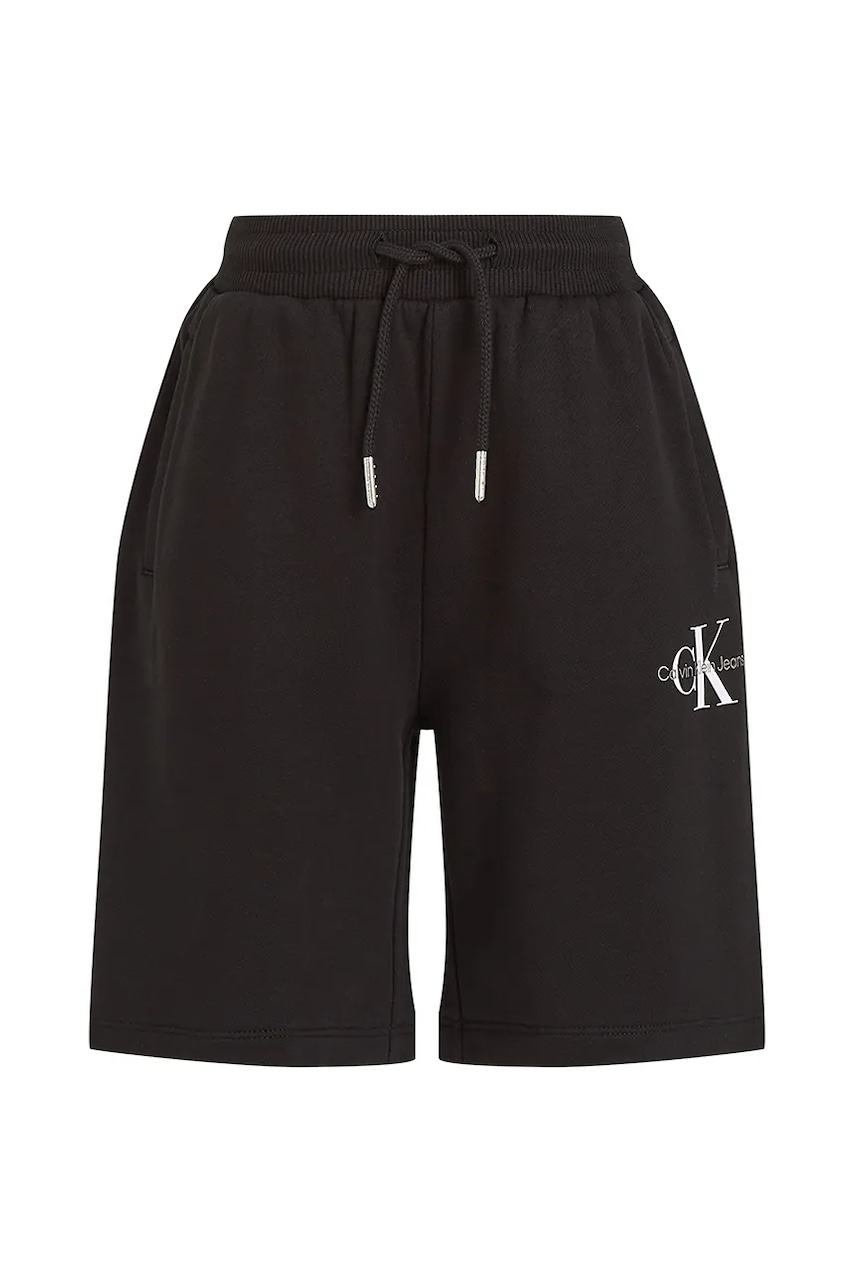 Детские хлопковые шорты Calvin Klein Jeans цвет чёрный IU0IU00578 Детские хлопковые шорты Calvin Klein Jeans цвет чёрный IU0IU00578
