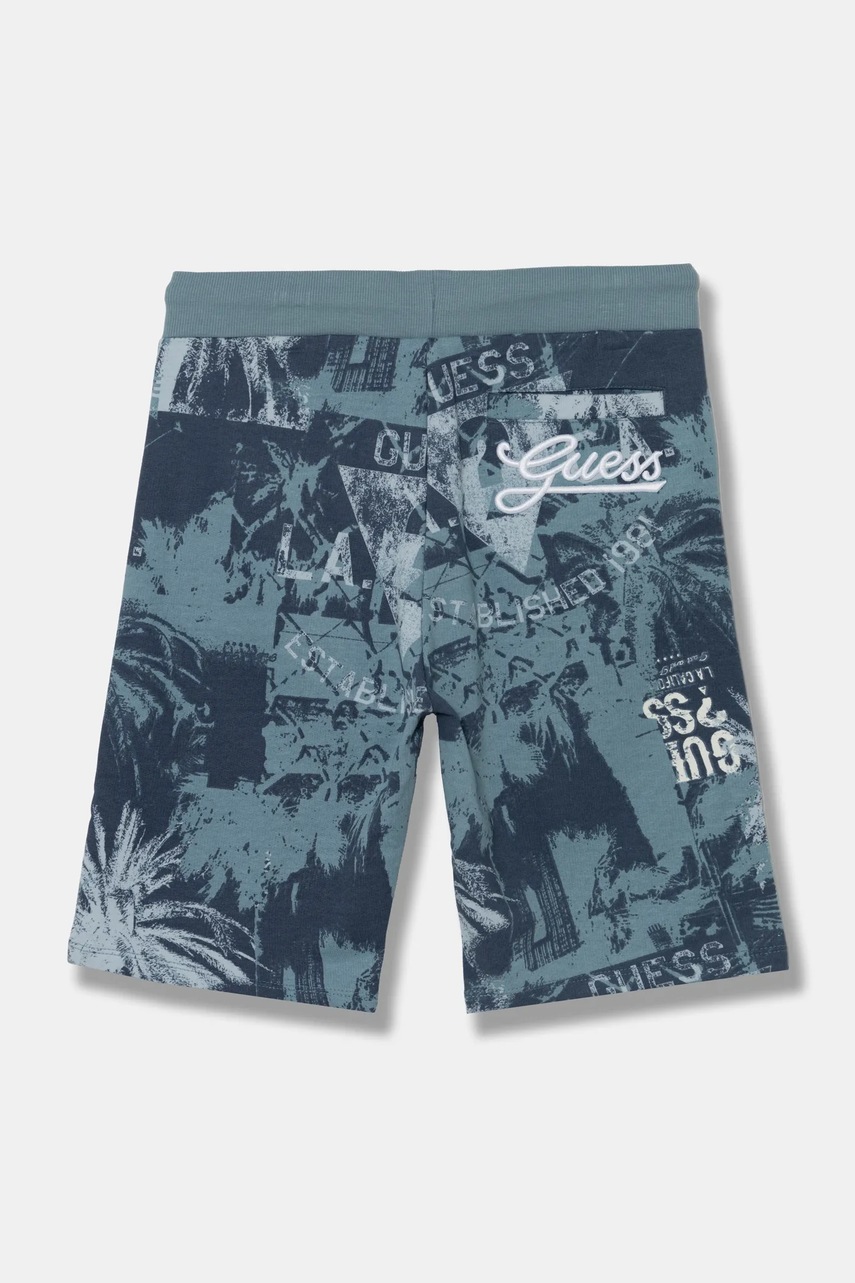 Детские хлопковые шорты Guess цвет синий регулируемая талия L5RD04 KA6R4