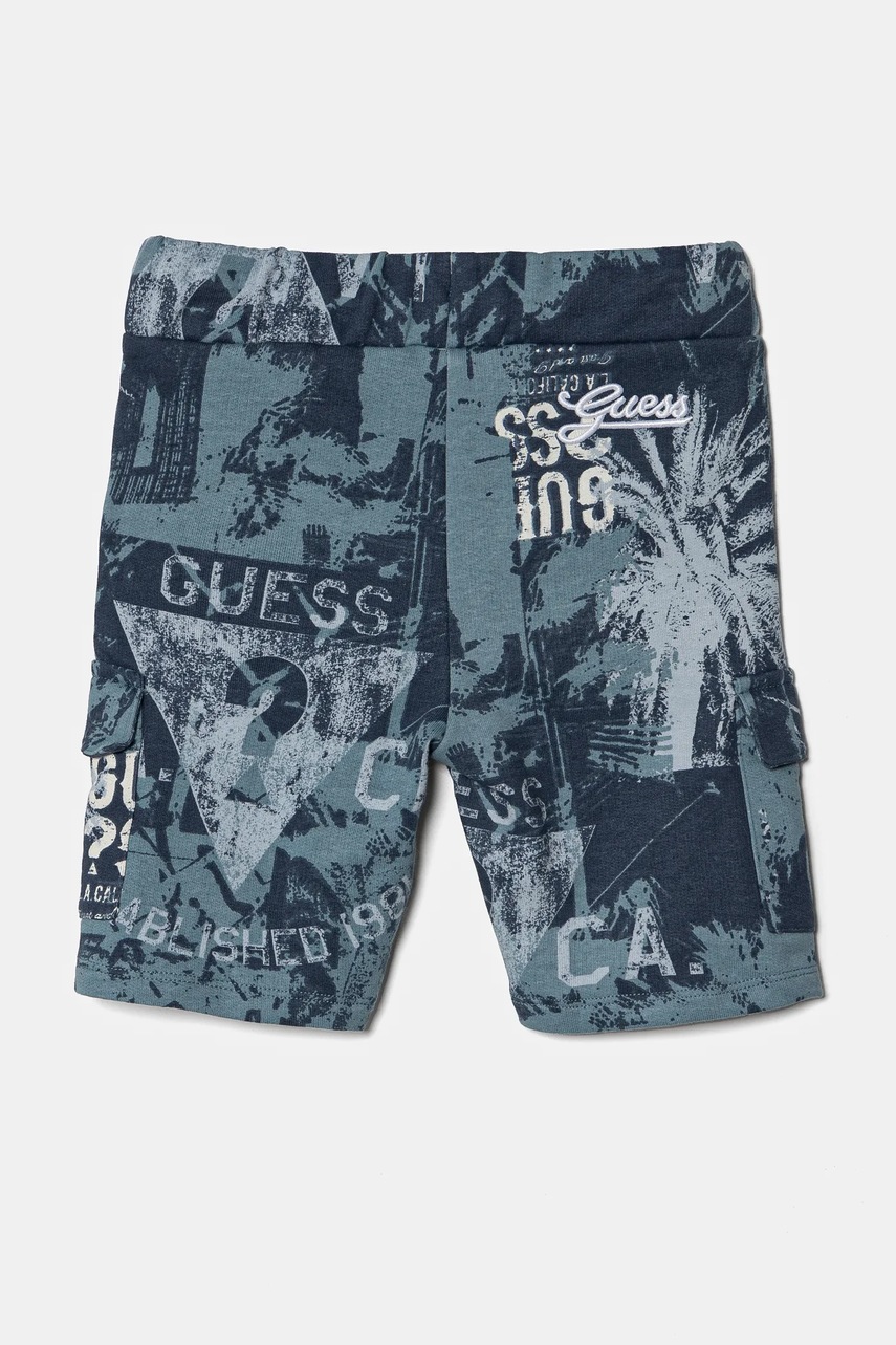 Детские хлопковые шорты Guess цвет синий регулируемая талия N5RD05 KA6R4