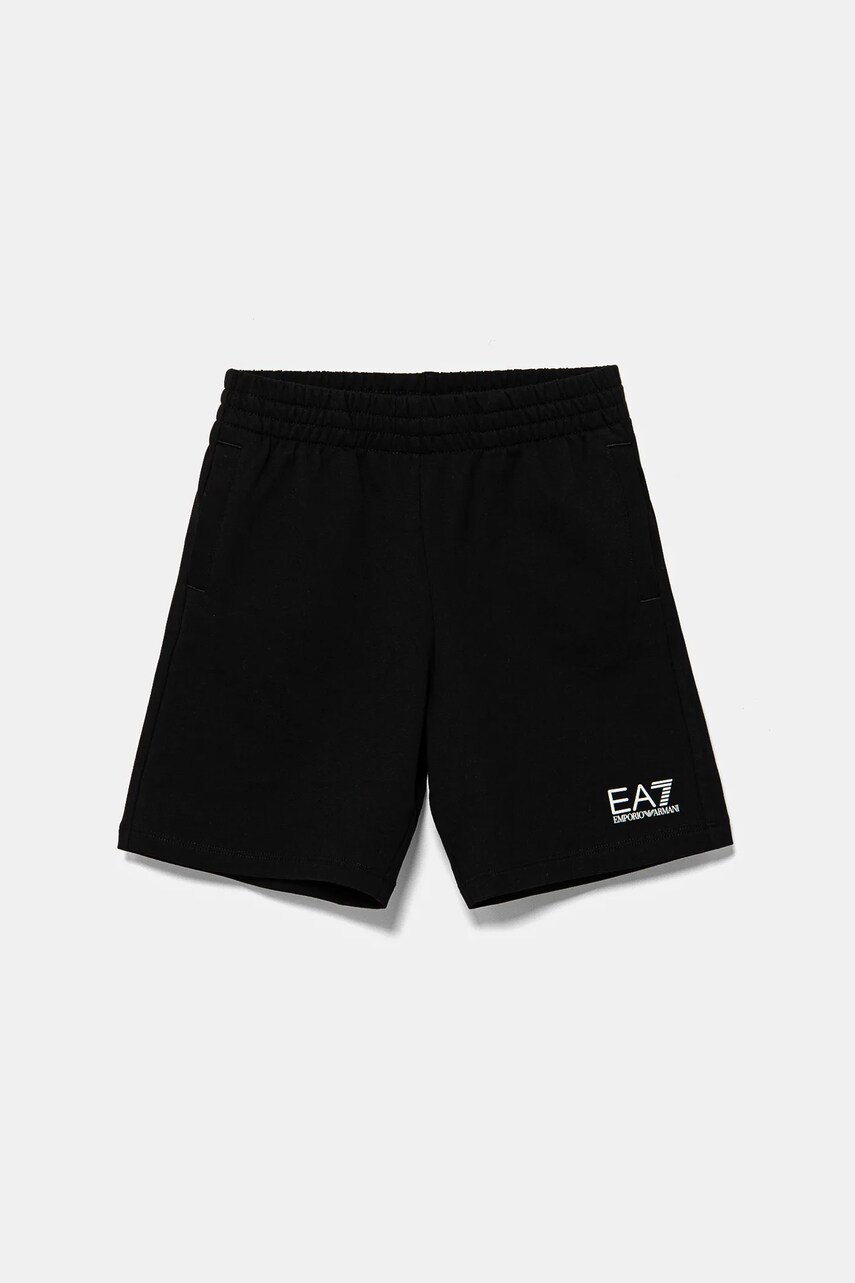 EA7 Emporio Armani pantaloni scurti din bumbac pentru copii culoarea negru, talie reglabila, 7B000026 AF10380