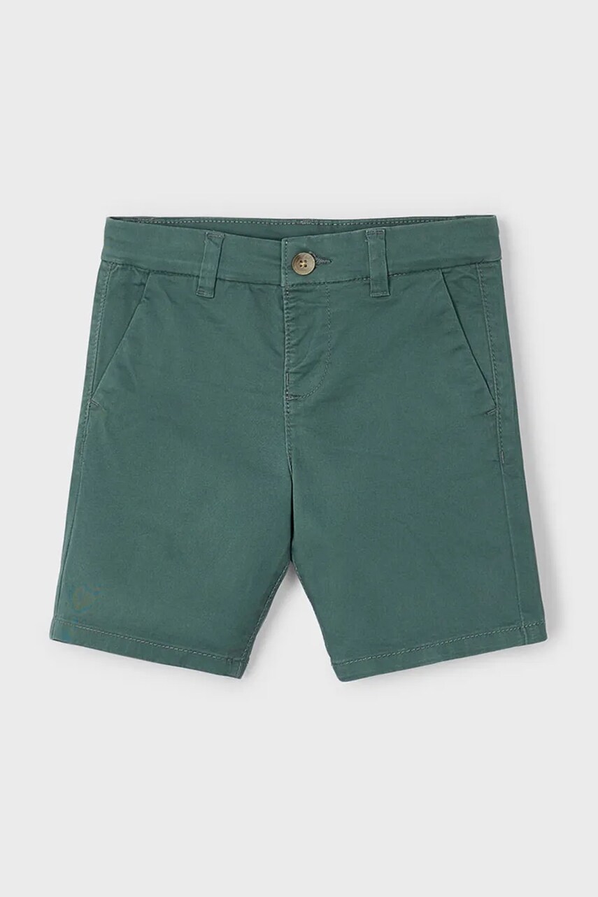 Mayoral pantaloni scurti copii chino serża basic culoarea verde, 202 Mayoral pantaloni scurti copii chino serża basic culoarea verde, 202