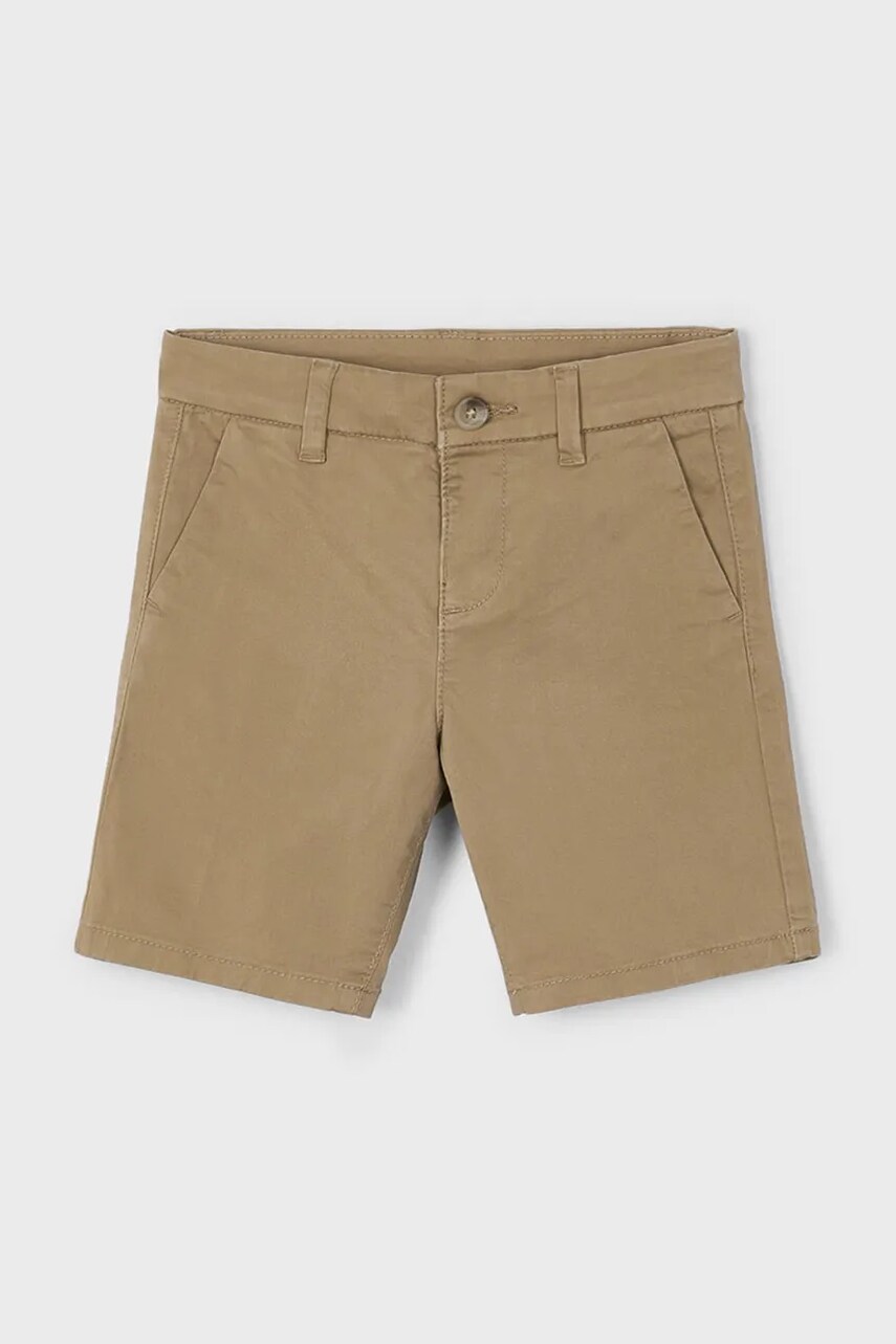 Mayoral pantaloni scurti copii chino serża basic culoarea maro, 202 Mayoral pantaloni scurti copii chino serża basic culoarea maro, 202